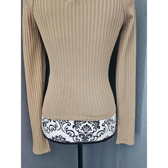 Women's Madewell Long Sleeve Blouse Stripes Size Small Brown Form Fitting - Picture 9 of 12